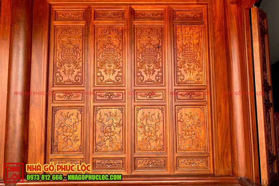 Các mẫu cửa bức bàn làm bằng gỗ gõ đỏ doussie -