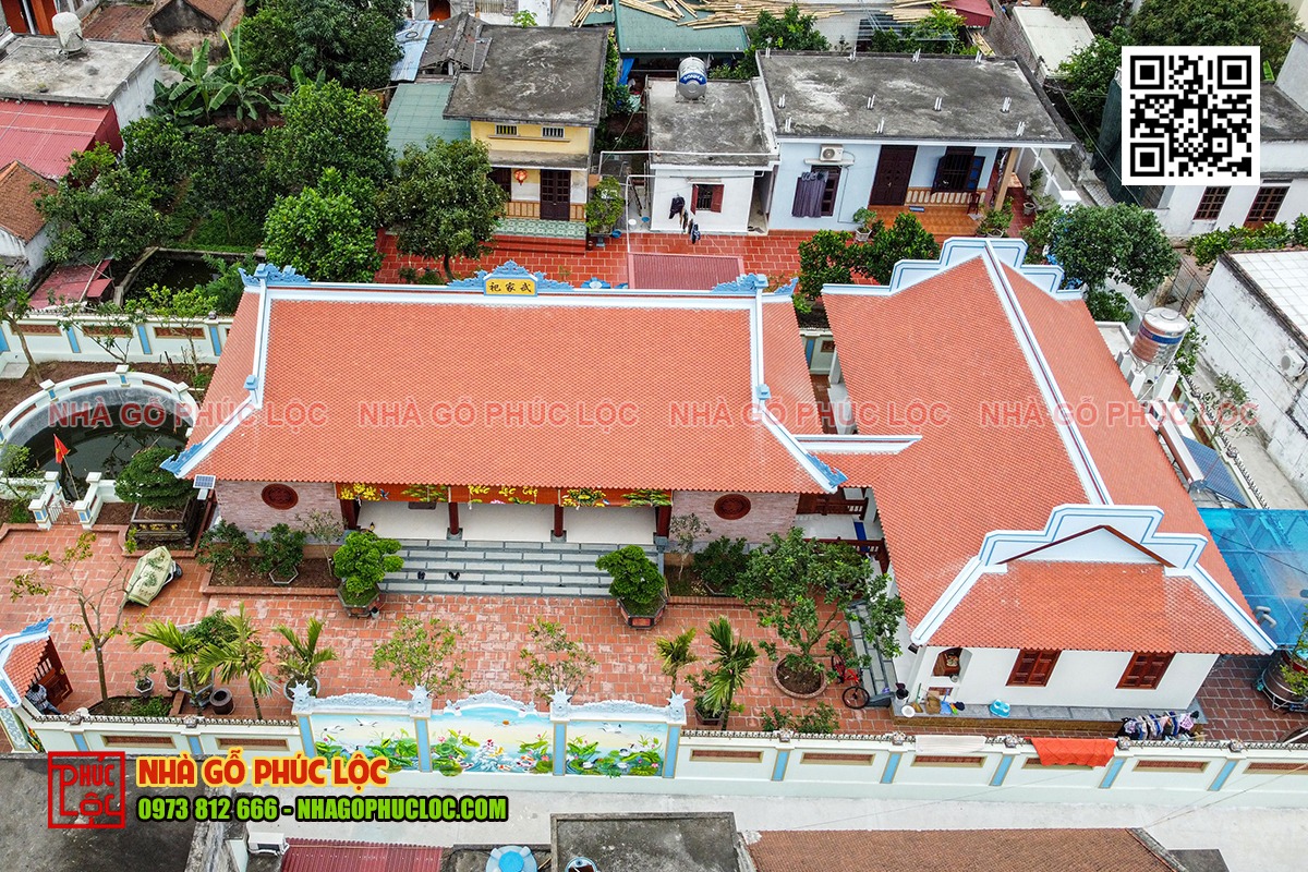 Mẫu nhà 3 gian 2 chái miền Bắc nhìn từ trên cao 