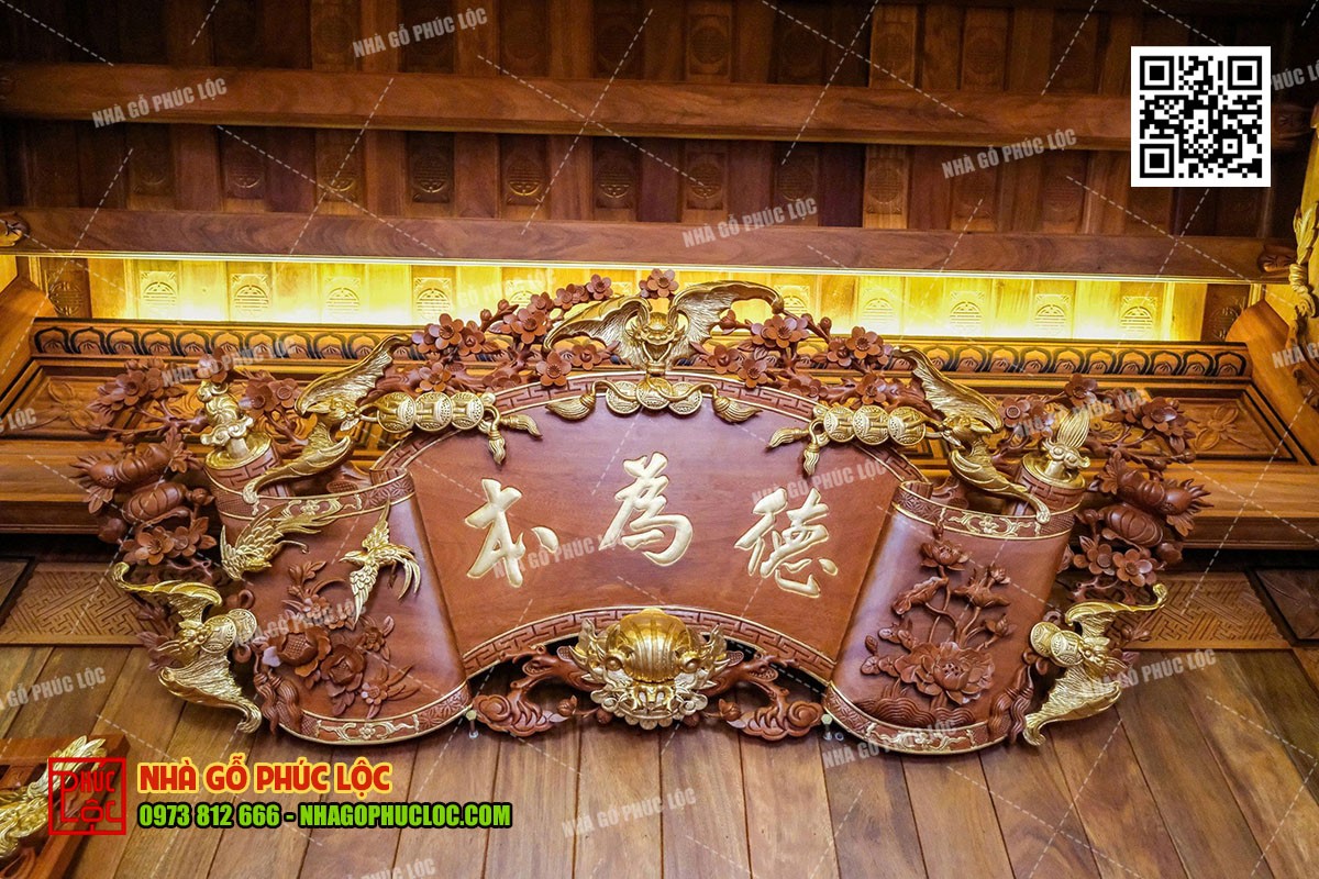 Các cấu kiện đục chạm ngũ phúc trong nhà gỗ