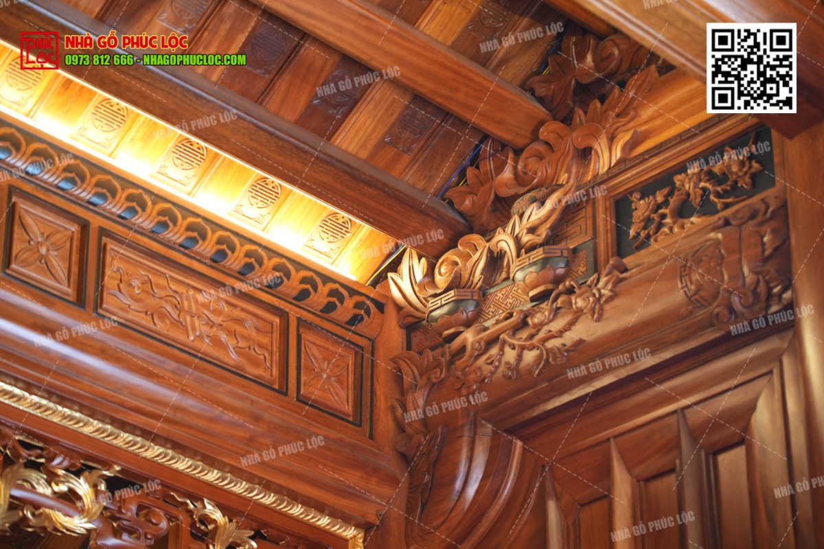 Vẻ đẹp thẩm mỹ và không gian của nhà gỗ 5 gian sau 2 năm