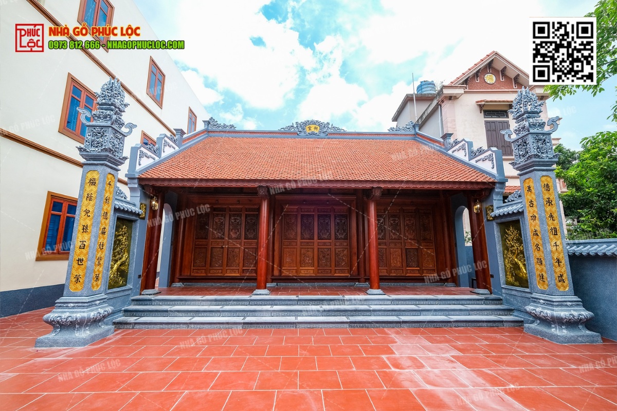 Nhà thờ họ 3 gian kết hợp cột đồng trụ